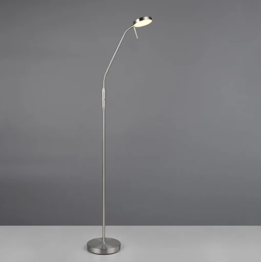 LED oplaadbare vloerlamp Moreno, mat nikkel, CCT, dimbaar