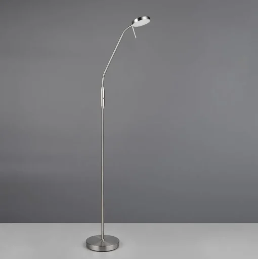 LED oplaadbare vloerlamp Moreno, mat nikkel, CCT, dimbaar