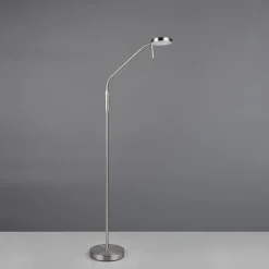 LED oplaadbare vloerlamp Moreno, mat nikkel, CCT, dimbaar