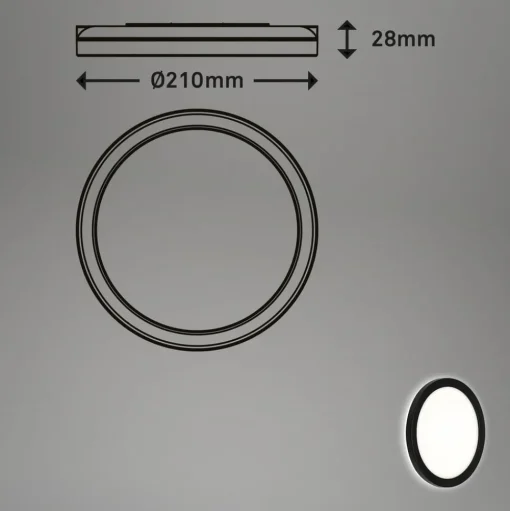LED paneel Frankfurt, rond, Ø 21 cm, IP44, zwart