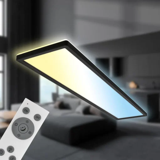 LED paneel Tava CCT, zwart, 98 x 20 cm achtergrondverlichting kunststof