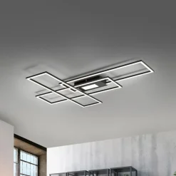 LED plafondlamp Asmin, CCT, zwart, 98,9x69,4cm