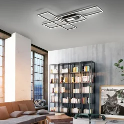 LED plafondlamp Asmin, CCT, zwart, 98,9x69,4cm