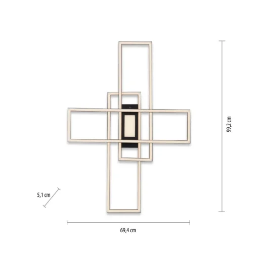LED plafondlamp Asmin, CCT, zwart, 98,9x69,4cm