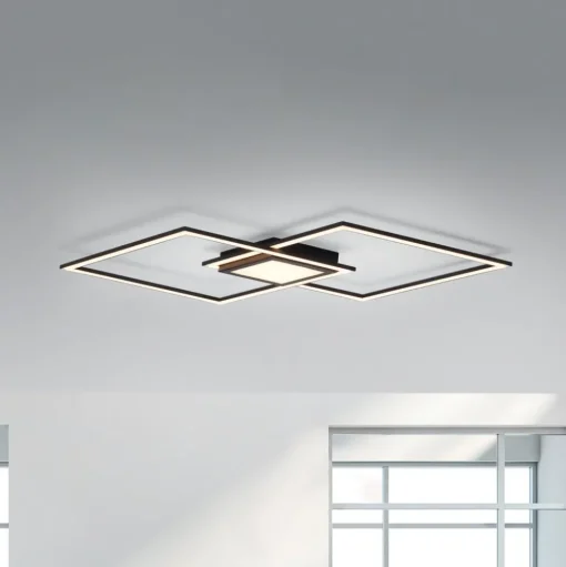 LED plafondlamp Asmin, CCT, zwart, 106x37cm