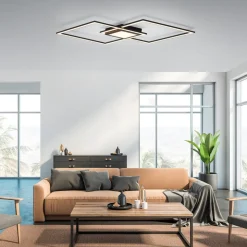 LED plafondlamp Asmin, CCT, zwart, 106x37cm