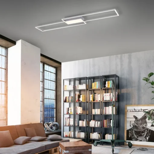 LED plafondlamp Asmin, CCT, staal, 109,5x25,7cm