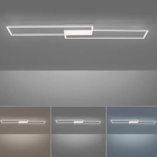 LED plafondlamp Asmin, CCT, staal, 109,5x25,7cm