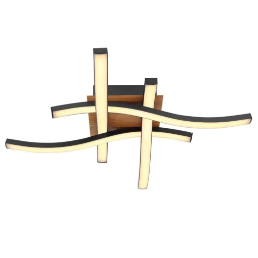LED plafondlamp Evita in houtoptiek