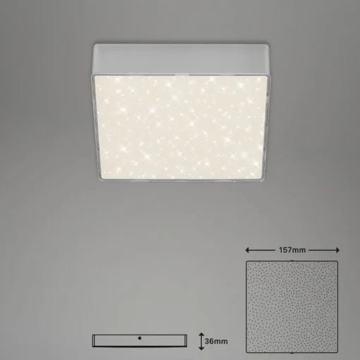 LED plafondlamp Flame Star, 15,7 x 15,7 cm zilver