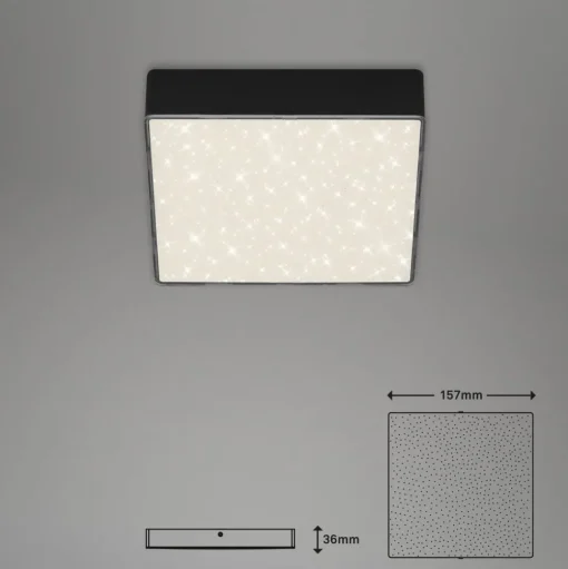 LED plafondlamp Flame Star, 15,7 x 15,7 cm zwart