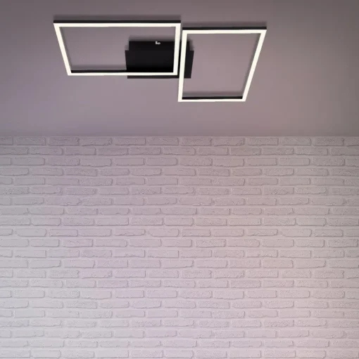 LED plafondlamp Frame CCT, zwart, 50x39cm