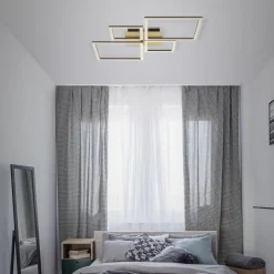 LED plafondlamp Frame, goud, dimbaar, 4-lamps