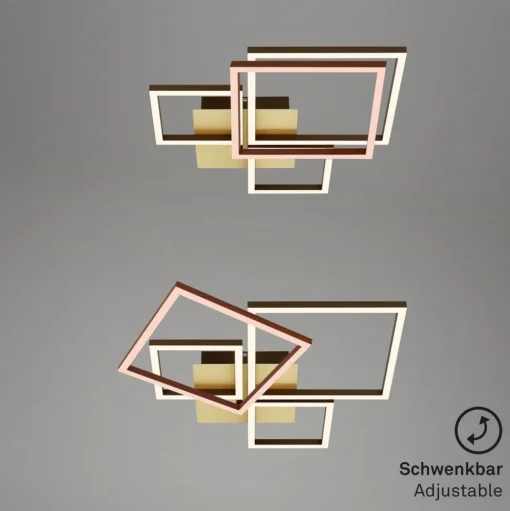 LED plafondlamp Frame, goud, dimbaar, 4-lamps