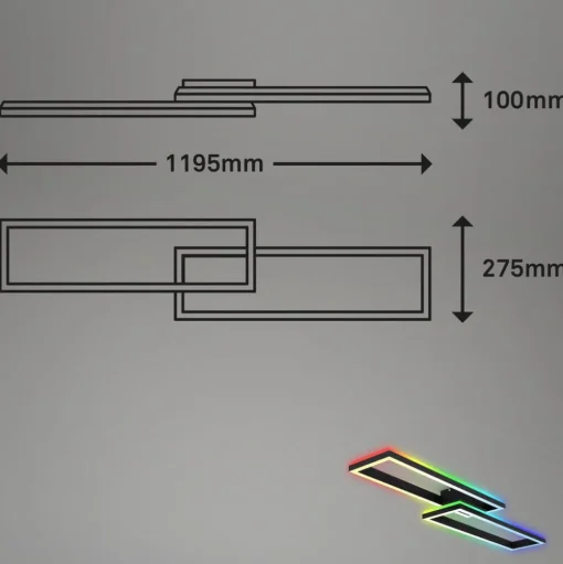 LED plafondlamp Frame 2-lamps RGBW backlight zwart