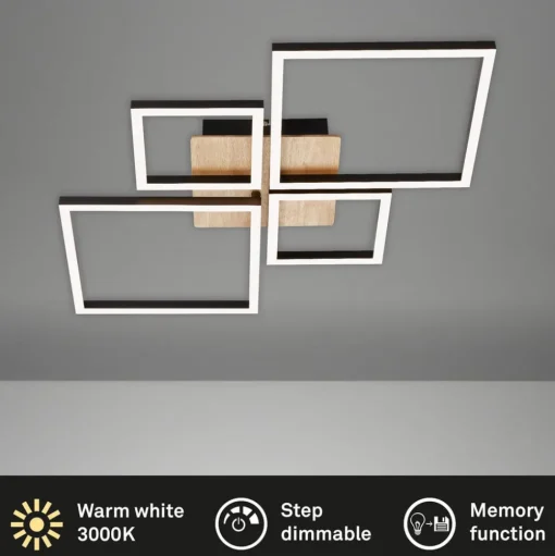LED plafondlamp Frame, Step dim, 4-lamps hout