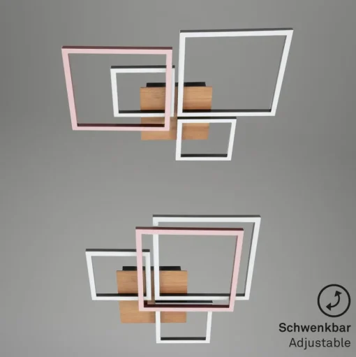 LED plafondlamp Frame, Step dim, 4-lamps hout