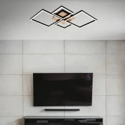 LED plafondlamp Frame, Step dim, 4-lamps hout