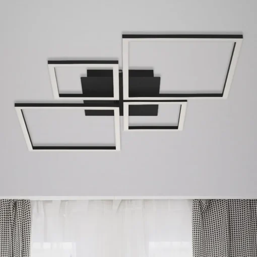 LED plafondlamp Frame, Step Dim, 4-lamps zwart