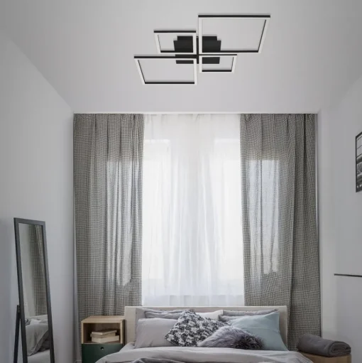 LED plafondlamp Frame, Step Dim, 4-lamps zwart