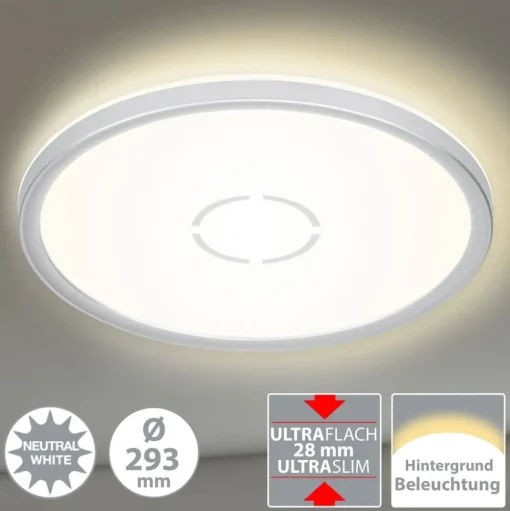 LED plafondlamp Free, Ø 29 cm, zilver