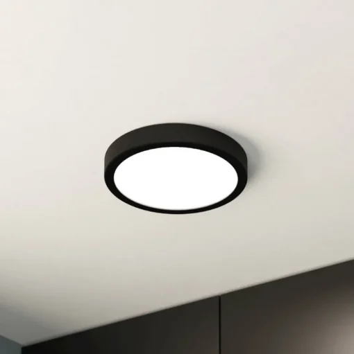 LED plafondlamp Fueva 5 IP44 3000K zwart Ø21cm