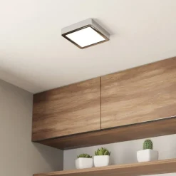 LED plafondlamp Fueva 5 IP44 3000K chroom 16x16cm