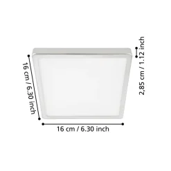 LED plafondlamp Fueva 5 IP44 3000K chroom 16x16cm