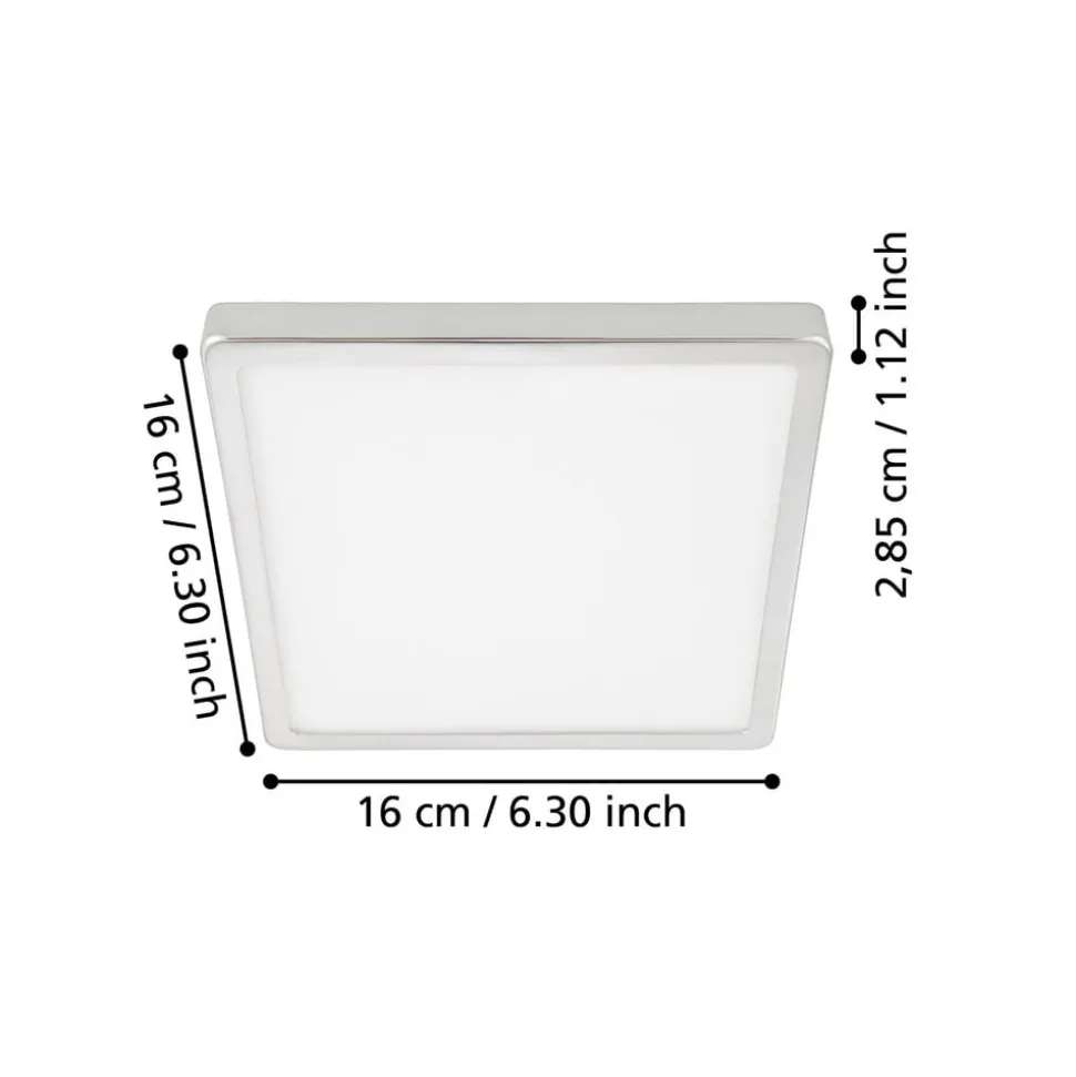 LED plafondlamp Fueva 5 IP44 3000K chroom 16x16cm