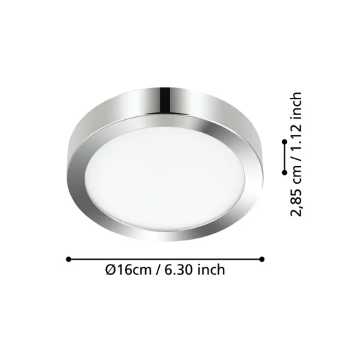 LED plafondlamp Fueva 5 IP44 3000K chroom Ø16cm