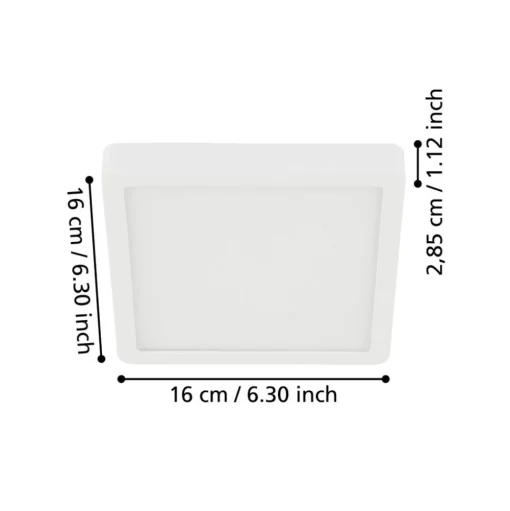 LED plafondlamp Fueva 5 IP44 3000K wit 16x16cm