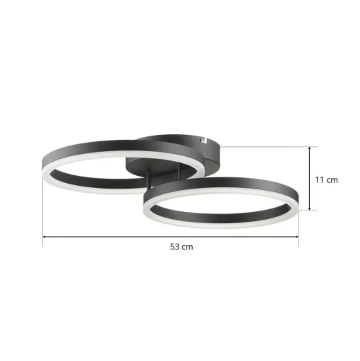 LED plafondlamp Giotto, 2-lamps, zwart