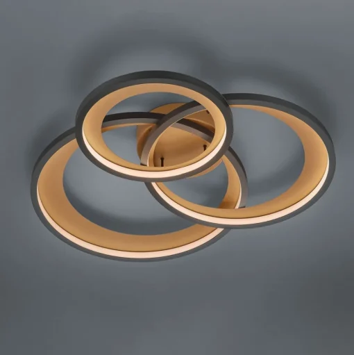 LED plafondlamp Granada, mat zwart/goud