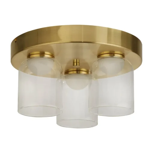 LED plafondlamp Highball, messingkleurig, IP44, glas