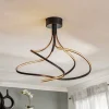 LED plafondlamp Lungo zwart, hoogte 42cm