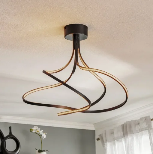 LED plafondlamp Lungo zwart, hoogte 42cm