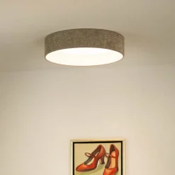 LED plafondlamp Plafond, Bouclé grijs, Ø 45 cm, 3-traps dimbaar