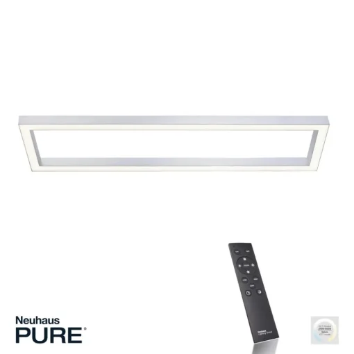 LED plafondlamp PURE Lines, 110 x 30 cm, zilver, CCT, afstandsbediening