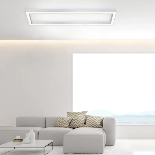 LED plafondlamp PURE Lines, 110 x 30 cm, zilver, CCT, afstandsbediening
