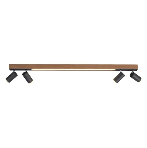 LED plafondlamp PURE Lines, 120 cm, zwart, hout, afstandsbediening