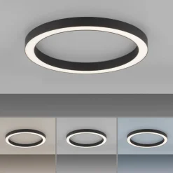 LED plafondlamp PURE Lines, Ø 50 cm, antraciet, CCT, afstandsbediening