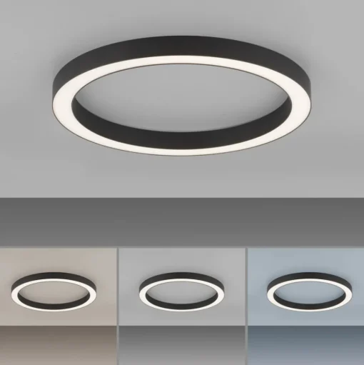 LED plafondlamp PURE Lines, Ø 50 cm, antraciet, CCT, afstandsbediening