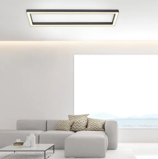 LED plafondlamp PURE Lines, 110 x 30 cm, antraciet, afstandsbediening