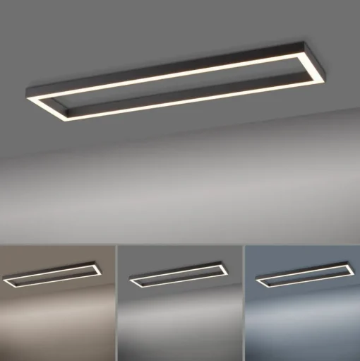 LED plafondlamp PURE Lines, 110 x 30 cm, antraciet, afstandsbediening