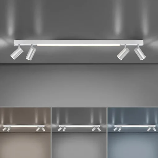 LED plafondlamp PURE Lines, 120 cm, zilver, afstandsbediening