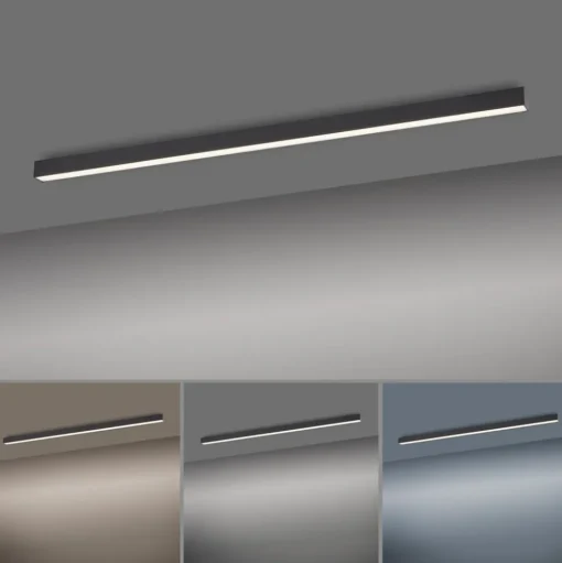 LED plafondlamp PURE Lines, 110 cm, antraciet, CCT, afstandsbediening