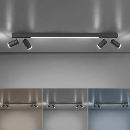 LED plafondlamp PURE Lines, 120 cm, antraciet, afstandsbediening