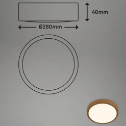 LED plafondlamp Runa Wood houtlook 3.000 K Ø28cm