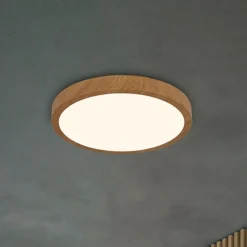 LED plafondlamp Runa Wood houtlook 3.000 K Ø38cm