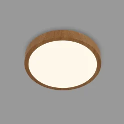 LED plafondlamp Runa Wood houtlook 3.000 K Ø38cm
